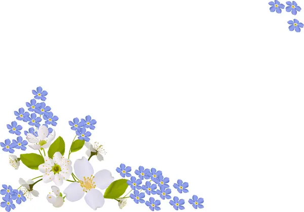 Isolado flores brancas e azuis design —  Vetores de Stock