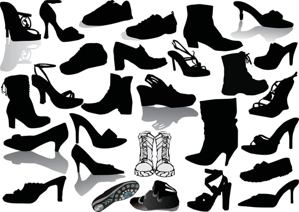 Coleção de silhuetas de sapatos — Vetor de Stock