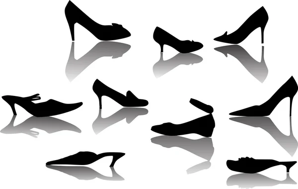 Chaussure femme avec réflexion — Image vectorielle
