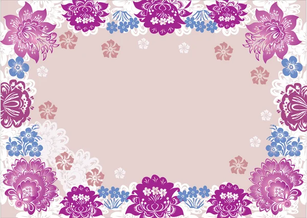 Decoración de marco de flores blanco y rosa — Vector de stock
