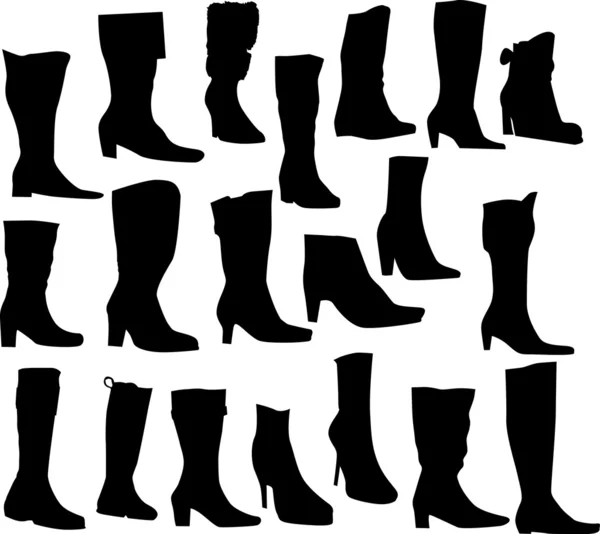 Двадцать силуэтов ботинок — стоковый вектор