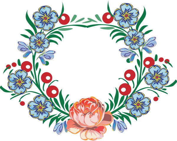Albastru cerc de flori design — Vector de stoc