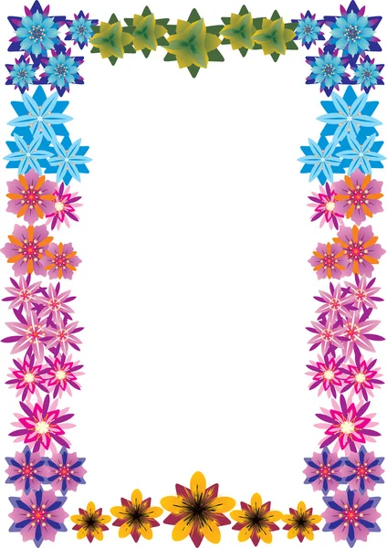 Ljusa färg blommor ram illustration — Stock vektor