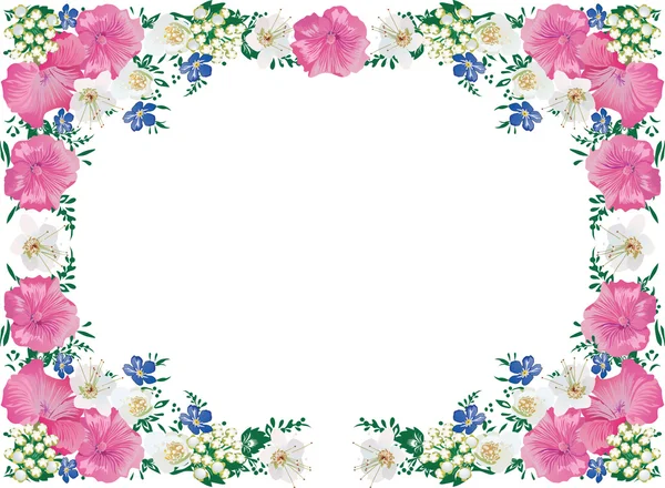 White and pink flowers frame — Stock Vector