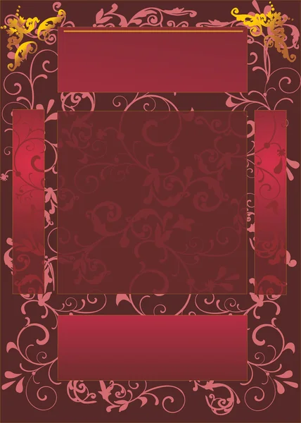Rote Rahmen auf floralem Hintergrund — Stockvektor