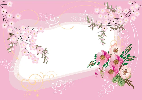 Cadre rose avec des fleurs claires — Image vectorielle