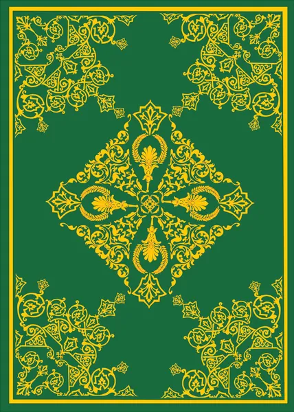 Pystysuora keltainen koristelu vihreällä — vektorikuva