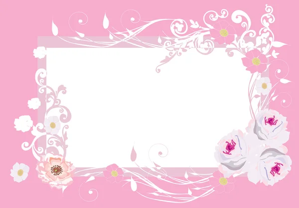 Pink roses frame pattern — Stock Vector