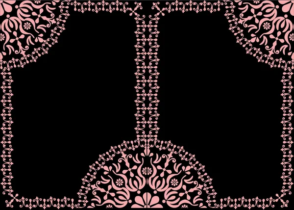 Dva růžové rámce dekorace na černém pozadí — Stockový vektor