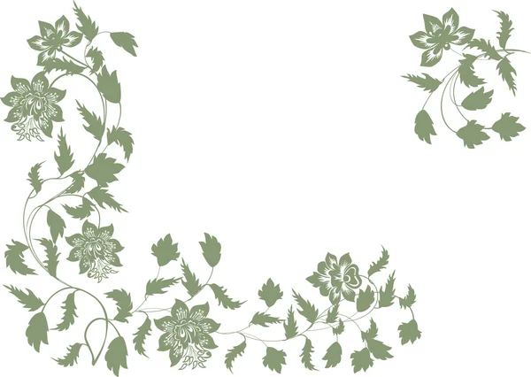 Ozdoba zielony kącik kwiatowy na białym tle — Wektor stockowy