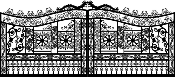 Puerta decorada negro en blanco — Vector de stock