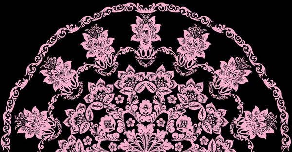 Pink half circle floral decoration — Stock Vector