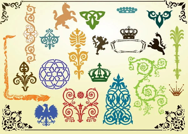 Samling av heraldiske elementer – stockvektor