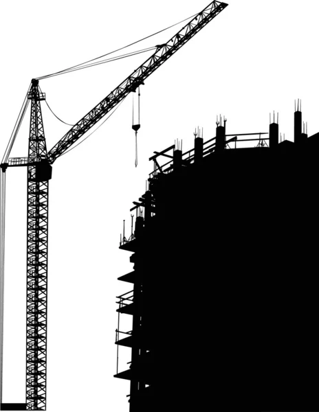 Single crane near building house — Stock Vector