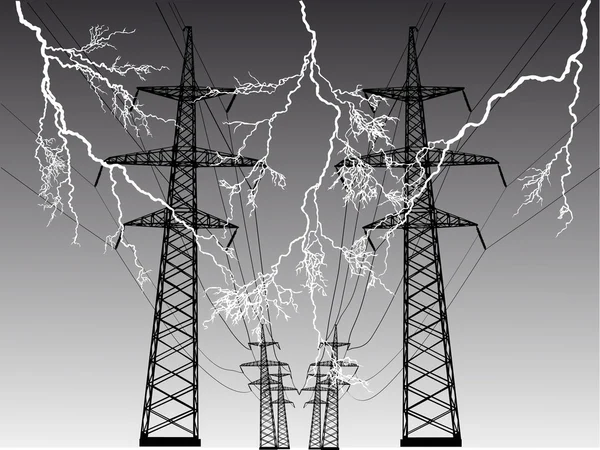 Elektrische lijn op onweer — Stockvector