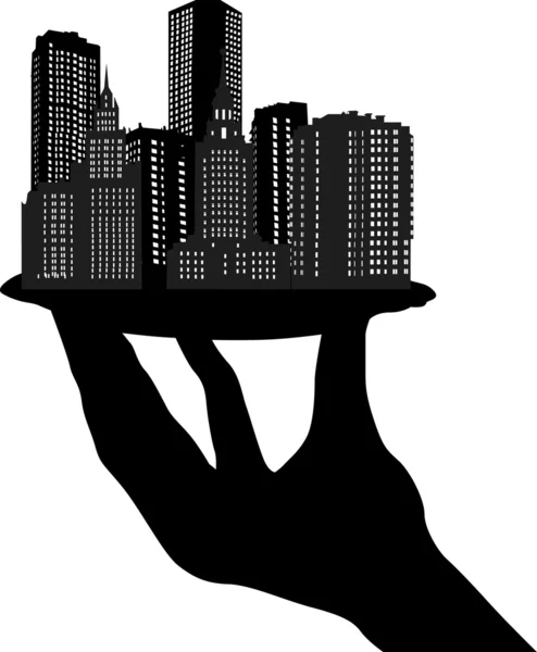 Bâtiments de la ville sur plaque — Image vectorielle