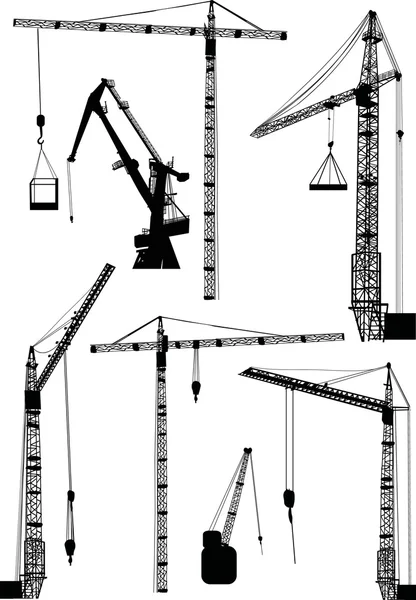 Ensemble de sept grues de bâtiment — Image vectorielle