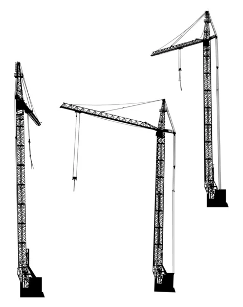 建筑起重机的三个职位 — 图库矢量图片