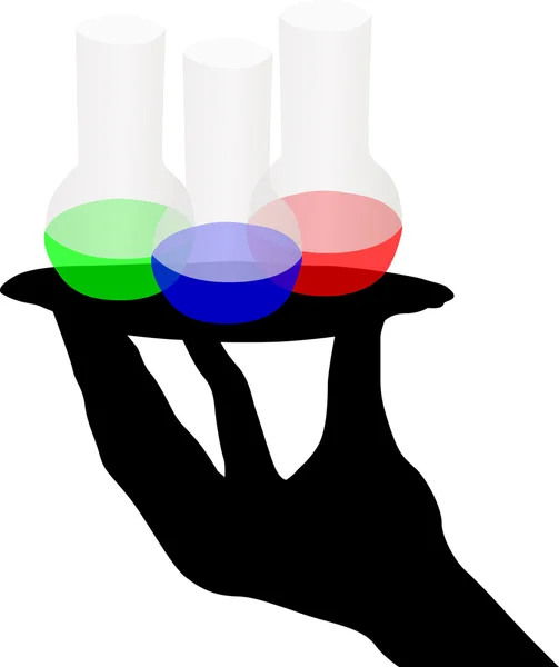 Rgb flasks in human hand — Stock Vector