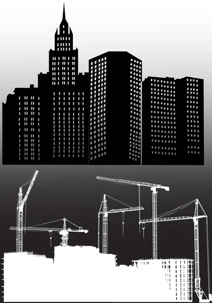Dois estágios de construção de casas — Vetor de Stock