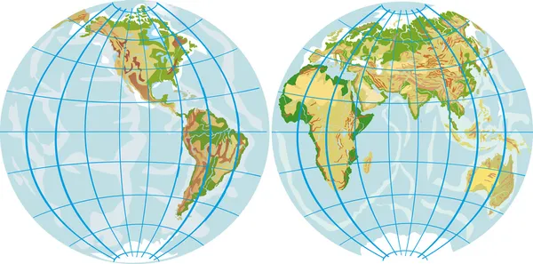 Due emisferi mappa — Vettoriale Stock