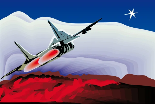 Fighter in sky illustration — Stock Vector