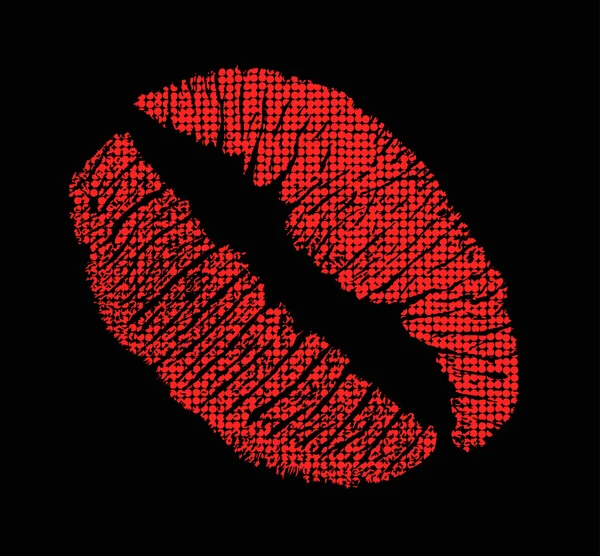 L'empreinte des lèvres sur le noir dans le pop-art — Image vectorielle