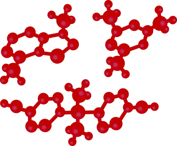 Червоні молекули ізольовані на білому — стоковий вектор