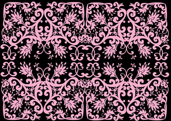 Fine pink rectangular design on black — Stock Vector