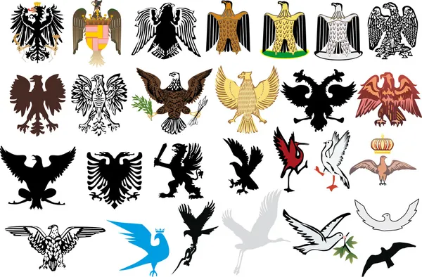 National heraldic eagles collection — Stock Vector