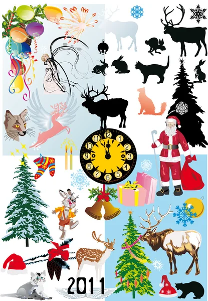 Christmas elements large collection — Stock Vector