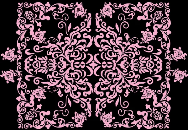 Marco rosa simétrico con rizos — Vector de stock
