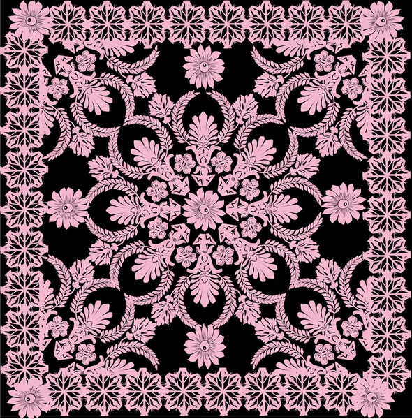 Fine pink square pattern on black — Stock Vector