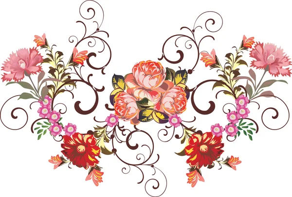 Κόκκινο και ροζ λουλούδι διακόσμηση — Διανυσματικό Αρχείο
