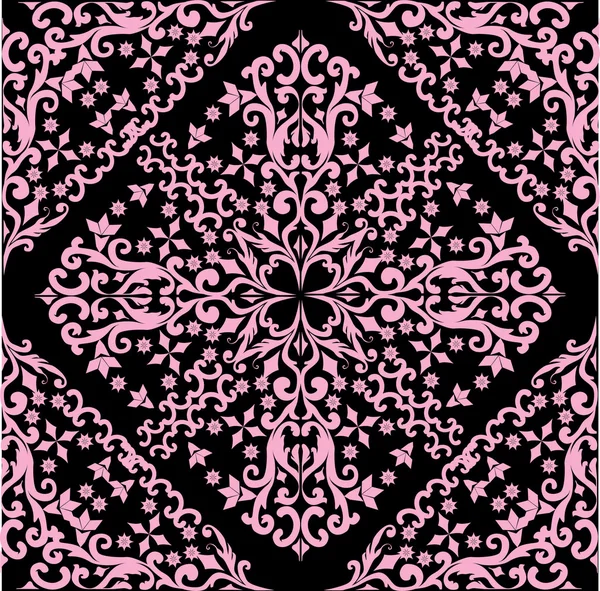 Rosa abstrat quadratische Muster auf schwarz — Stockvektor