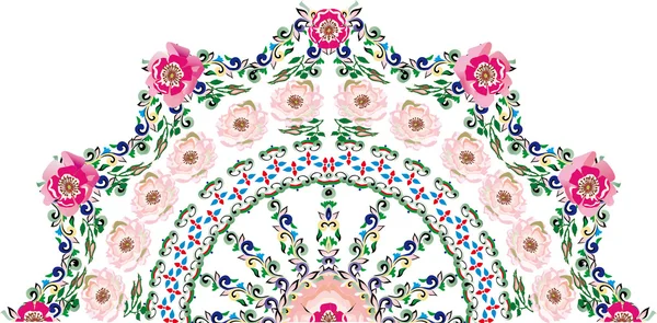 분홍색 질 레 꽃 반 라운드 디자인 — 스톡 벡터