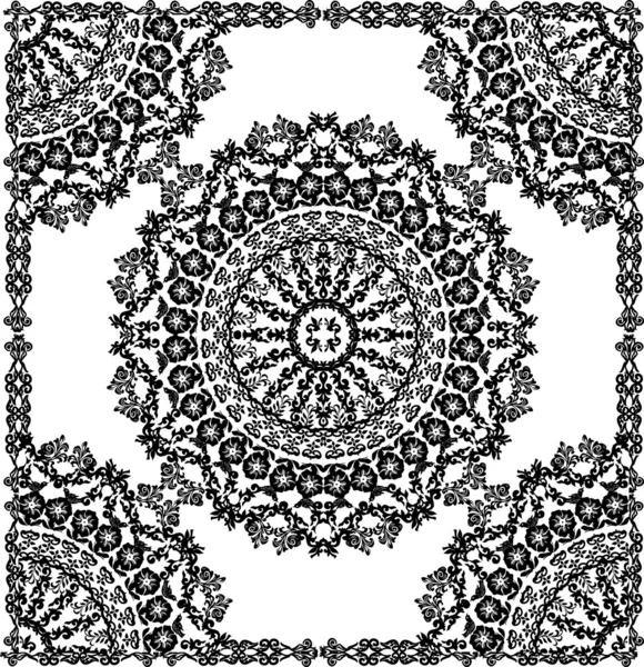 Décoration ronde noire dans le cadre — Image vectorielle