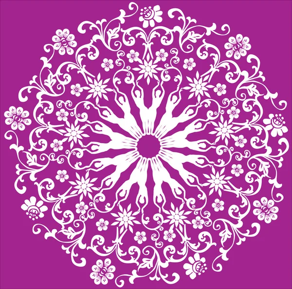 Weiß auf rosa floralen Kreis — Stockvektor