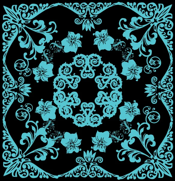 Design carré bleu sur noir — Image vectorielle