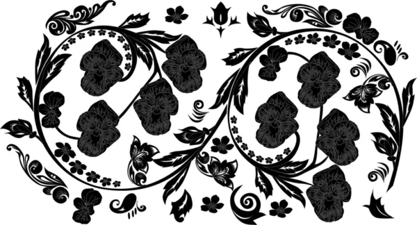 Décoration de huit fleurs noires — Image vectorielle