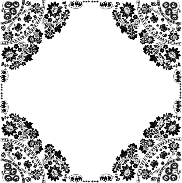 Чорна прикрашена квітка ізольована рамка — стоковий вектор