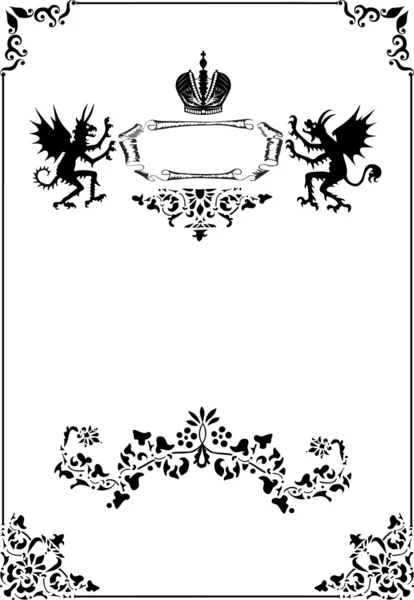 Black frame with heraldic elements — Stock Vector