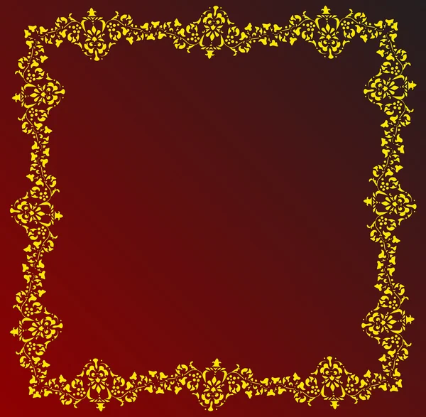 Anläggningen guld ram på röd — Stock vektor