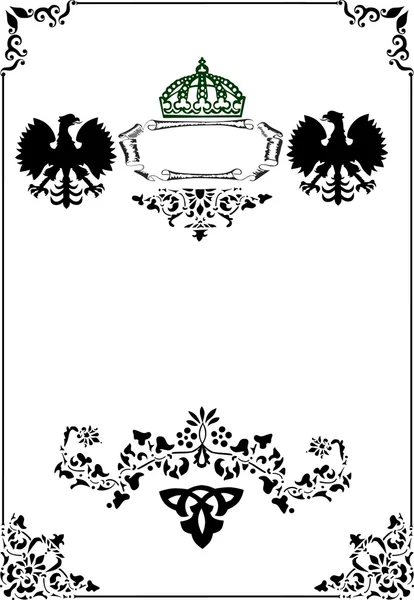 Černý rám s heraldickým eagles — Stockový vektor
