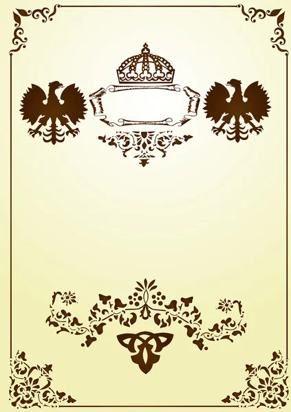 イーグルスと茶色の紋章フレーム — ストックベクタ