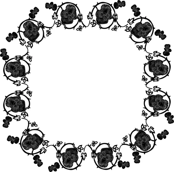 Rahmen mit großen schwarzen Blüten — Stockvektor