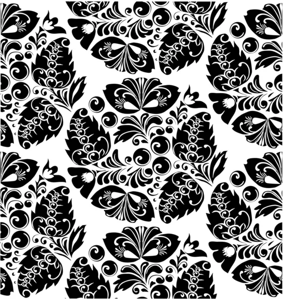 Tiled floral black background — Stock Vector