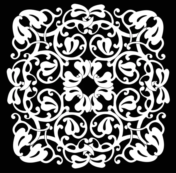 Décoration carrée blanche avec des feuilles — Image vectorielle