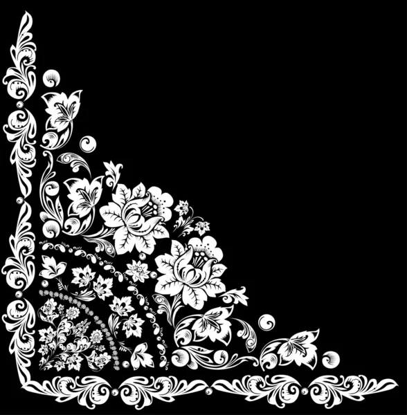 Angle avec deux fleurs blanches — Image vectorielle