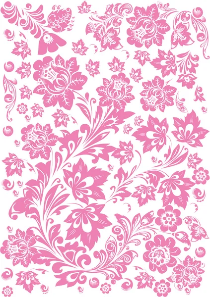 Decoración floral rosada en blanco — Archivo Imágenes Vectoriales